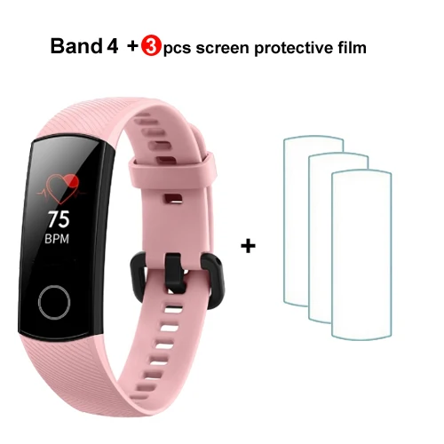 band 4 pink n 3films Huawei Honor Band 4/4, умный Браслет для бега, 0,95 дюймов, умный OLED, для плавания, водонепроницаемый, Bluetooth, фитнес-трекер, сенсорный экран - Цвет: band 4 pink n 3films