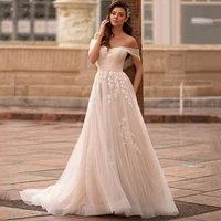 off shoulder sexy beach wedding dresses 2021 lace applique wedding gowns beads belt vintage korean bride dress casamento