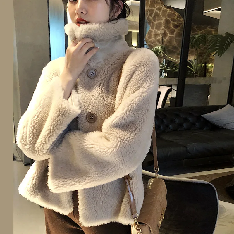 Real Fur Coat Women Sheep Shearing Winter Coat Women Clothes Korean Jacket Manteau Femme BL-1109 YY1065