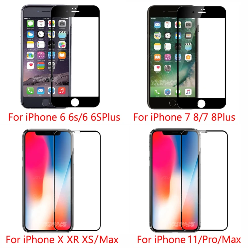 Закаленное стекло для iPhone 8 7 6 6s Plus SE 2020 X XR Xs 11 Pro Max|Защитные стёкла и плёнки