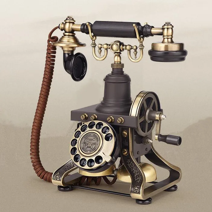European Antique landline Telephone made of metal vintage phone home office house hotel retro fixed revolve mechanical ringtone