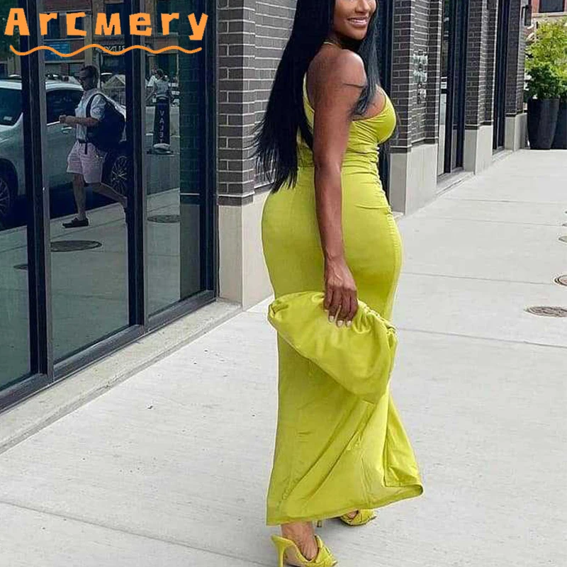 

Women Halter Sleeveless Bodycon Maxi Dress