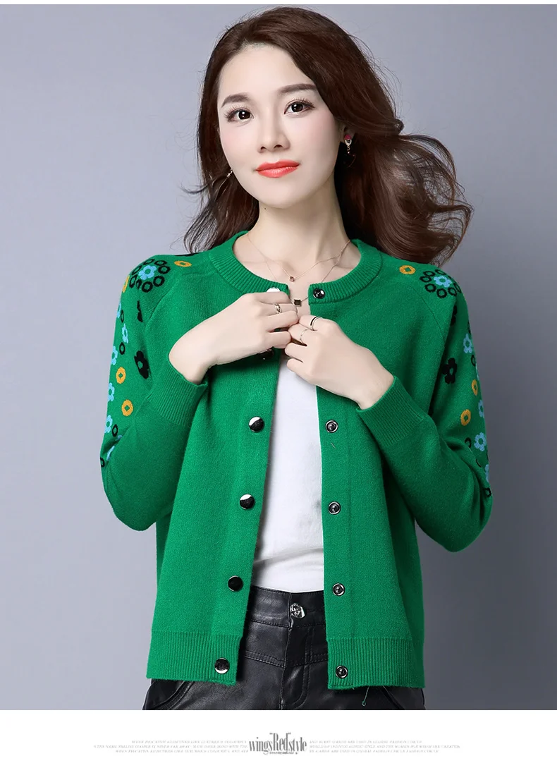 OHCLOTHING 4395- Осенне-зимняя обувь женские кашемир вышитые толстый кардиган свободные куртки женские трикотажный топ 43