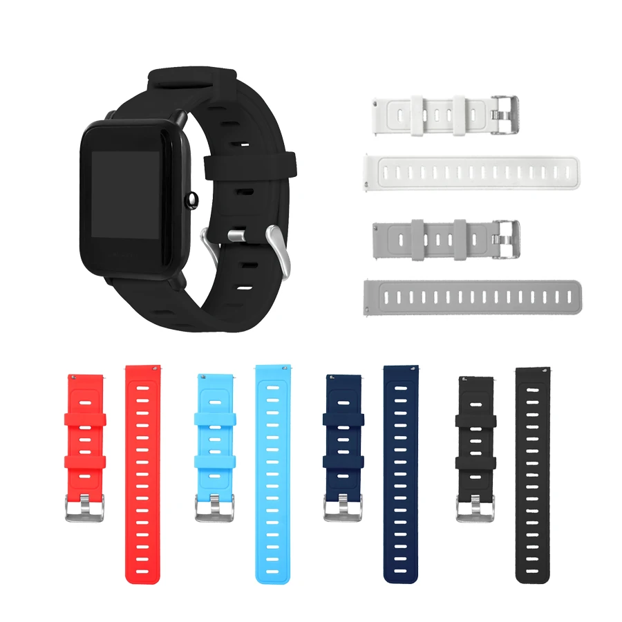 

For Amazfit Watchband 20mm Strap Silicone Soft Strap for Xiaomi Huami Amazfit Bip BIT Lite Youth Watch Wearable Wrist Bracelet