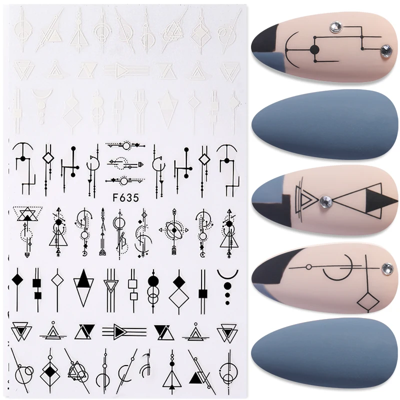 

1PC Geometric Design 3D Nail Sticker Flower Leaves Face Image Transfer Foil Paper Decorations Manicures Slider