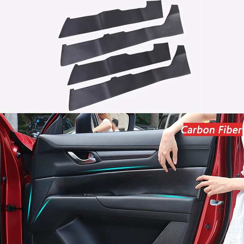 Carbon Fiber Кожаная Дверная панель подлокотник Foreskin Крышка для Mazda CX5 CX-5 Автомобильная внутренняя дверная панель s охранники автомобильные аксессуары - Название цвета: Carbon Fiber