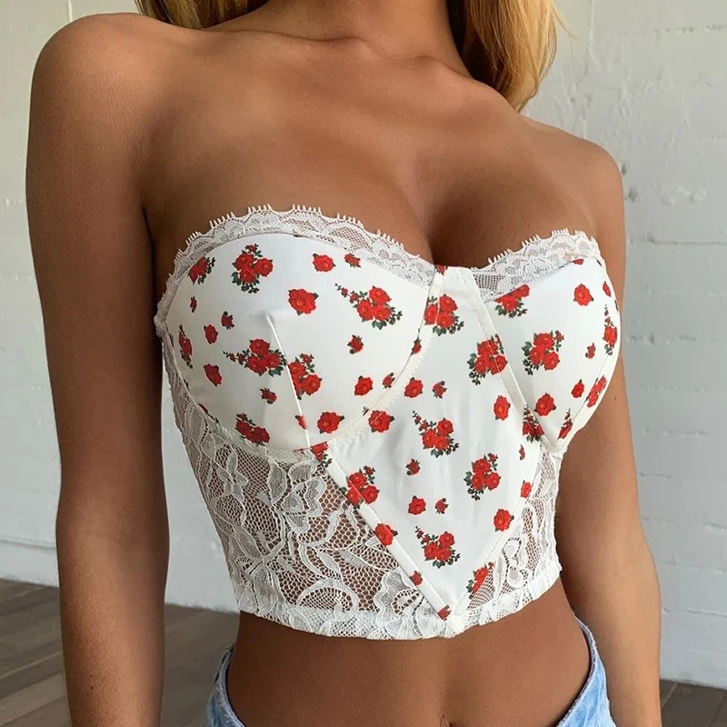 УКОРОЧЕННЫЙ ТОП OMSJ Женский прозрачный с цветочным принтом из газовой ткани без