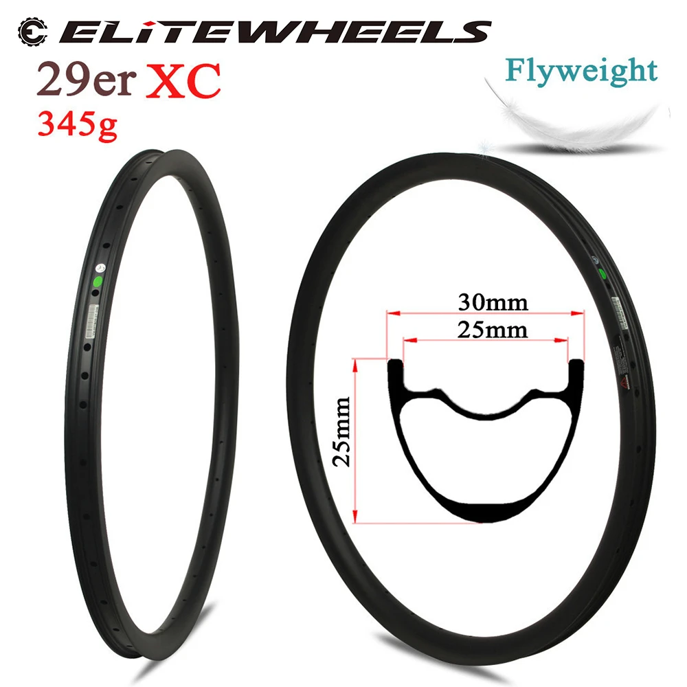 ELITEWHEELS 345 г/шт. 30 мм ширина 29er MTB обод бескамерное готовое углеродное волокно Toray