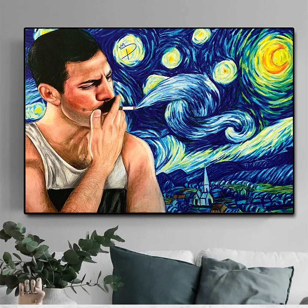 Алмазная живопись Freddie Mercury с изображением музыкальной звезды Ван Гога Звездная