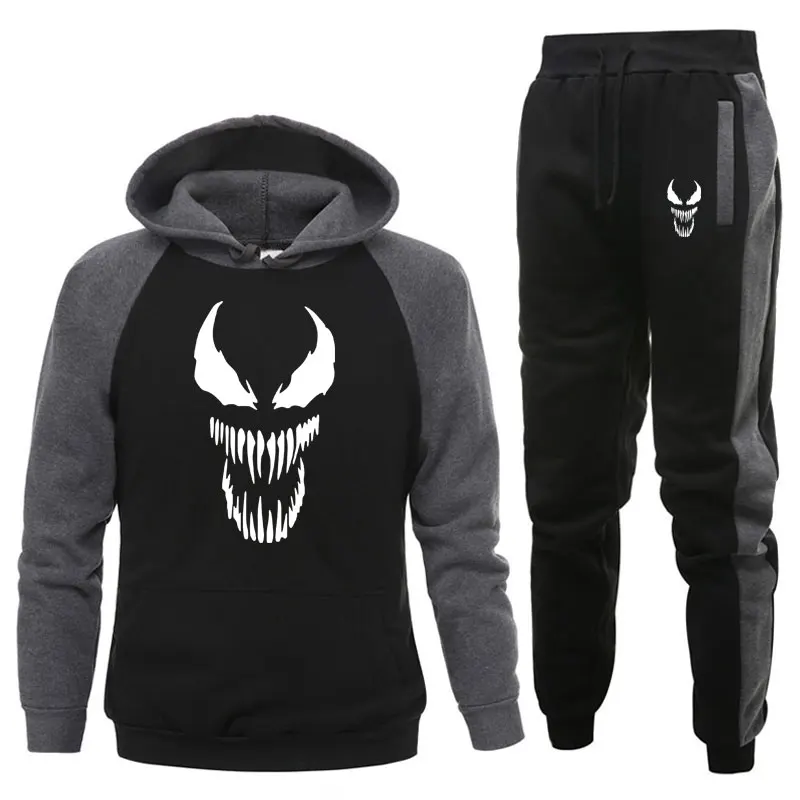 

Men Tracksuit Jogging Suit Patchwork Hoodies Set Male Fleece Hoodies+Pants Workout Two Piece Sets Gym Sportswear Suit Clothing