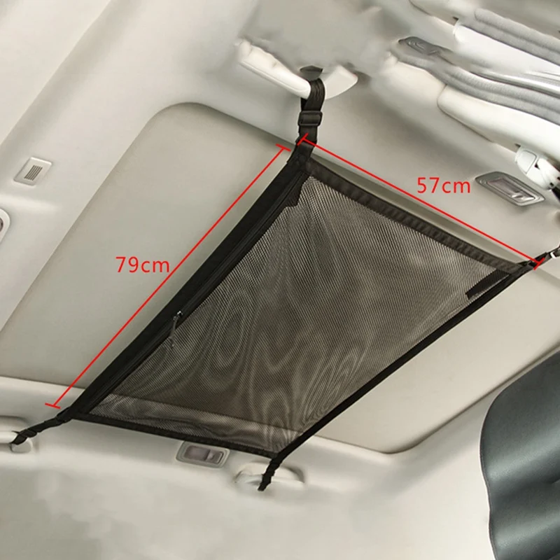

31*21'' Car Ceiling Storage Mesh Auto Interior Roof Luggage Net Bag Truck Automotive Organizer Car Accessories