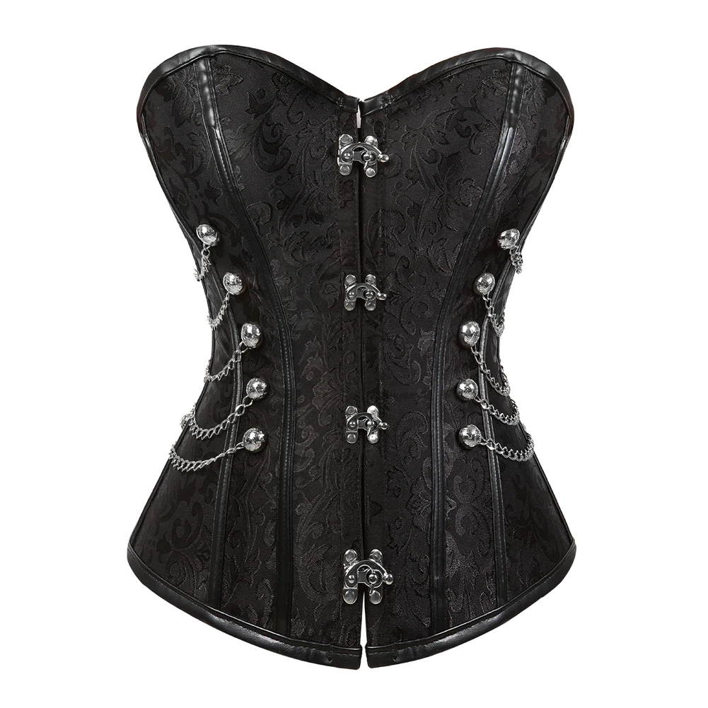 

Women Steampunk Corsets Bustiers Leather Spiral Steel Boned Waist Trainer Body Shaper Corset Bustier Lingerie Top Black Brown