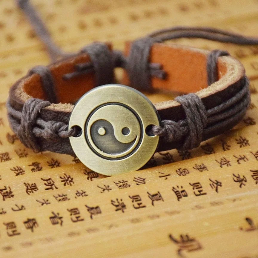 

Fashion Jewelry Tai Chi Leather Bracelet Personality Alloy Jewelry Bracelet Adjustable Men's Retro Bracelet Gift