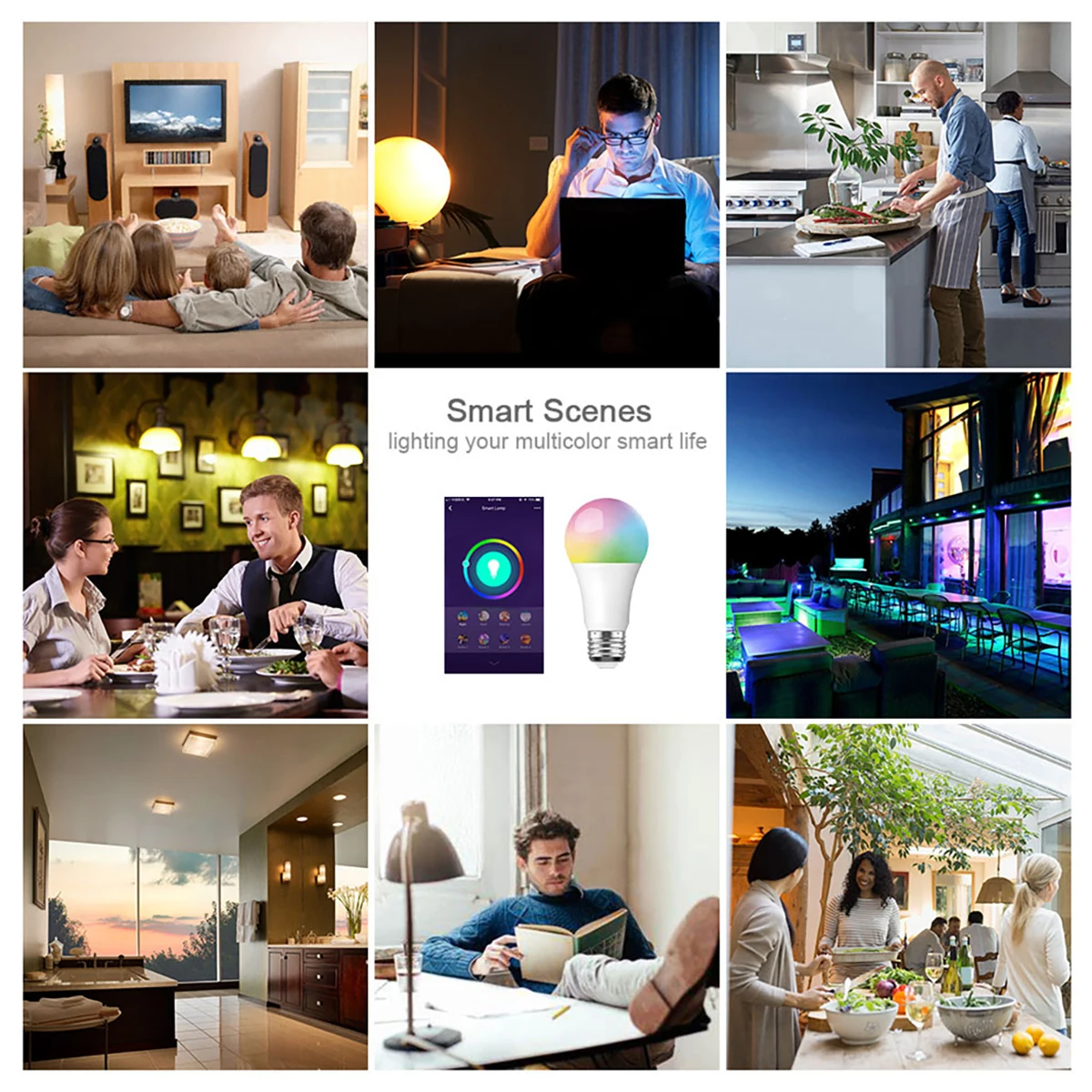 

Voice Control 9W RGB Smart Light Bulb Dimmable E27 WiFi LED Magic Lamp AC 220V Work with Alexa Google Home