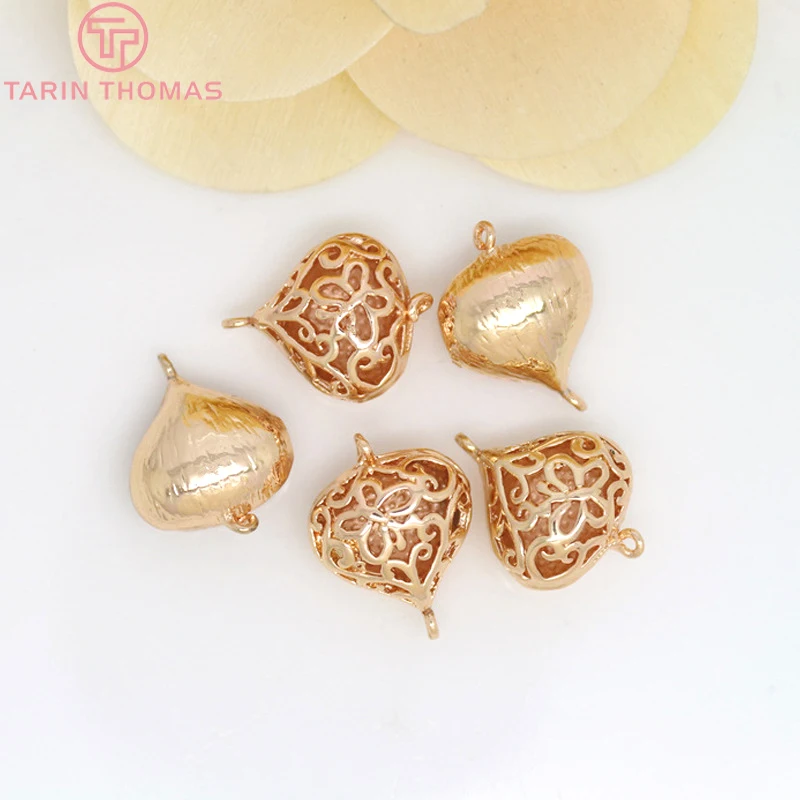 6 шт. 13x17 мм 24K цвет шампанского позолота латунь 2 отверстия шармы в форме полого