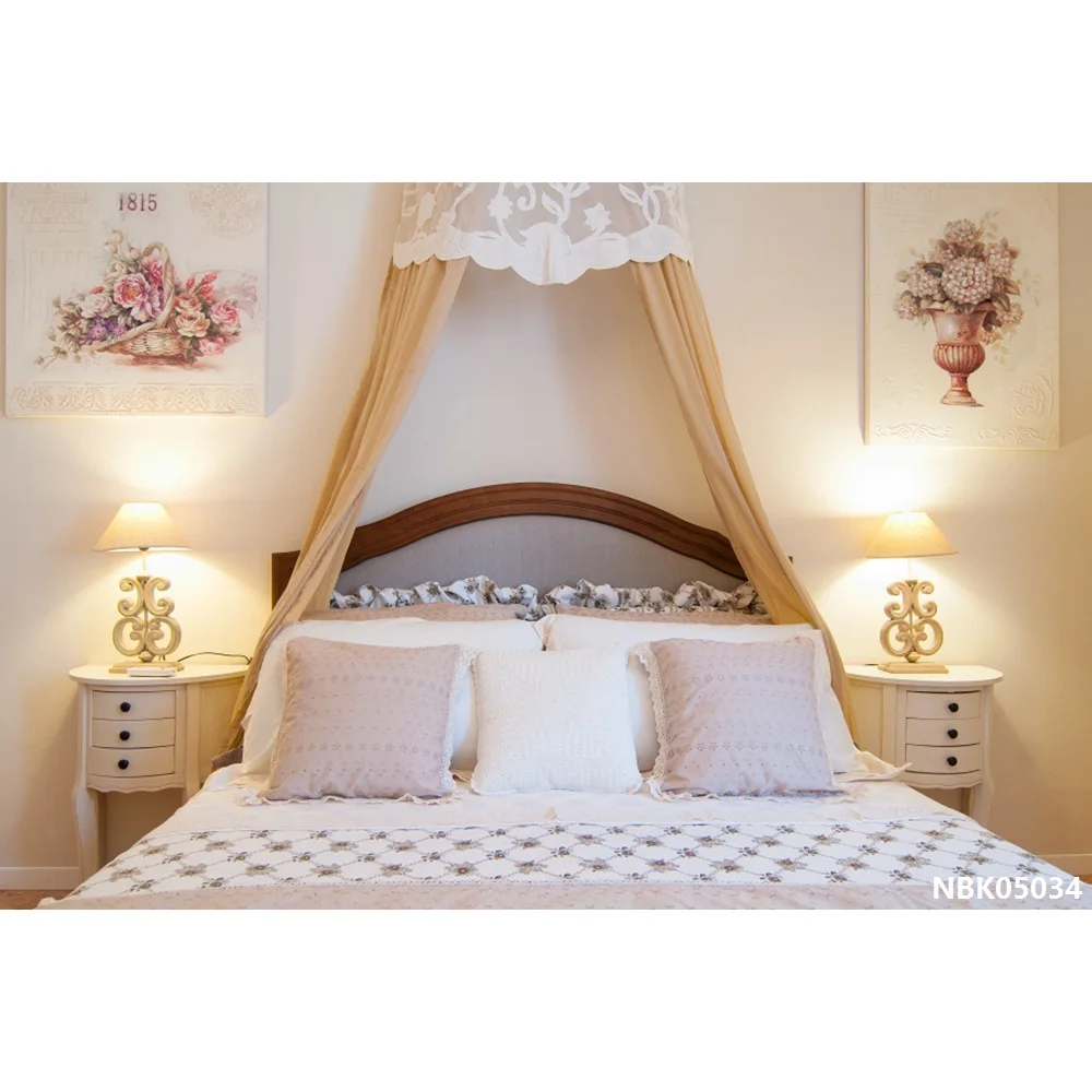 Laeacco Boudoir роскошная кровать люстра девушка Дамасская Стена Фото фоны индивидуальные фотографические фоны для фотостудии - Цвет: NBK05034