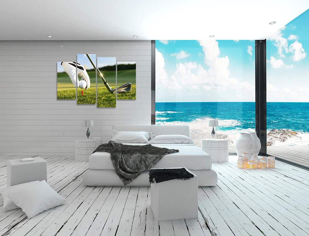 HD игры в гольф 4 панели холст Художественная живопись досуг спорт картины