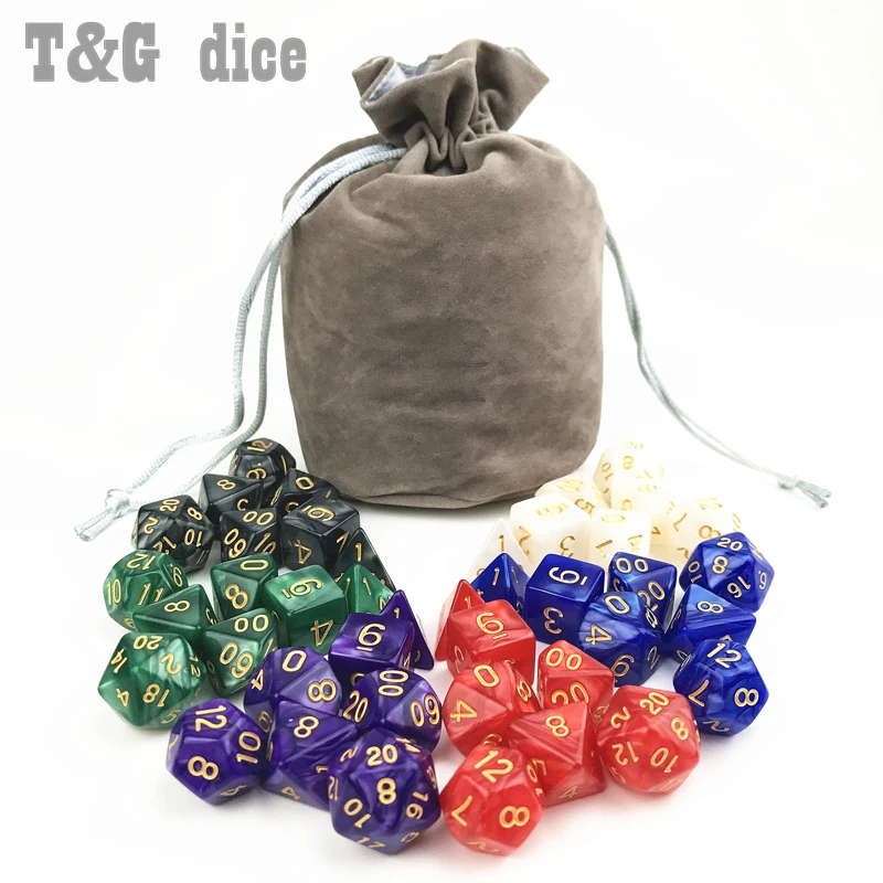 7 шт. * 6 комплектов игральные кости DnD наборы перламутровый эффект D4 D6 D8 D10 % D12 D20 с