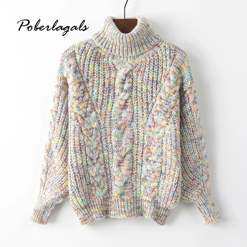 Autumn winter Knitting Twisted Sweaters Women pullover 2019 korean turtleneck wool blend sweaters female jumper knit Pullovers | Женская