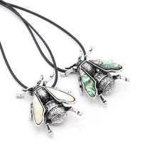 2022 man necklace cute insect shape pendant natural mother of pearl shell alloy neck chain for male friend luxury jewelry gifts