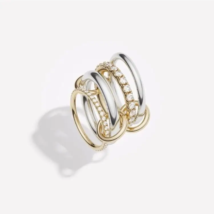 

2019 4 layered ring Set Rhinestone Inlay Gold Plated Rings anel Metal Rings Fashion For Women