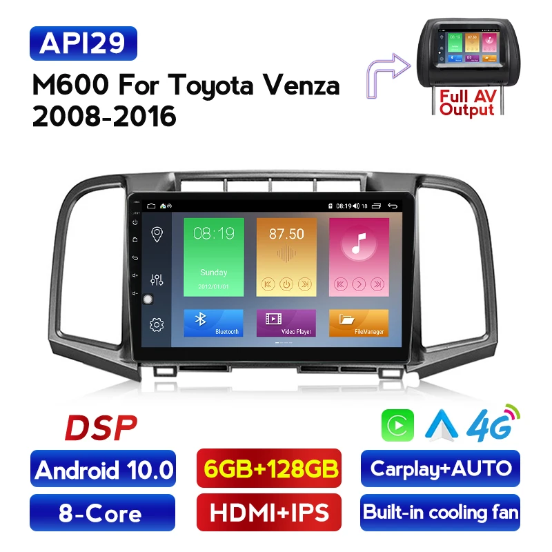 

Автомобильный радиоприемник 6G + 128G Android для Toyota Venza 2008-2016, мультимедийный видеоплеер, беспроводной Carplay, экран IPS, голосовое управление, FM