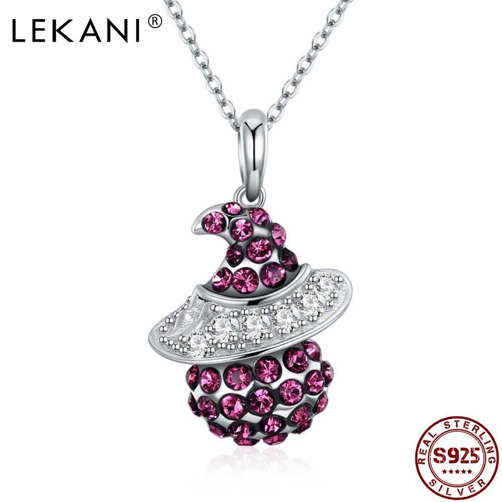 LEKANI со шляпой чародея Форма настоящими Австрийскими кристаллами S925 серебряное