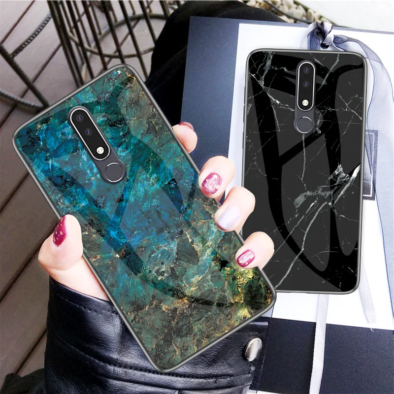 Marble Patterned Tempered Glass Phone Case For Nokia X6 7 3.1 7.1 X7 9 4.2 1 X71 Plus Protective Shockproof Cover Fundas | Мобильные