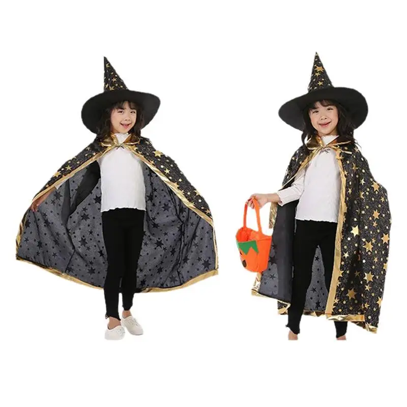 

Halloween Costumes Children Witch Cloak With Pointy Hat Cosplay Props For Halloween Party Supplies Birthday Party Cosplay Funny