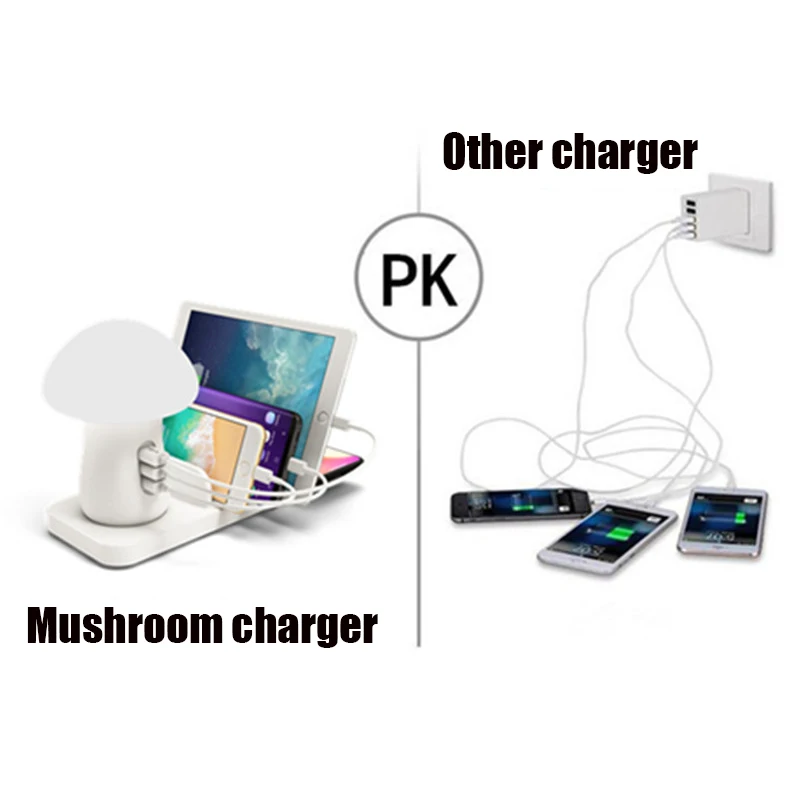 Зарядное устройство с несколькими портами быстрая зарядка 3 0 Грибная лампа QC3.0