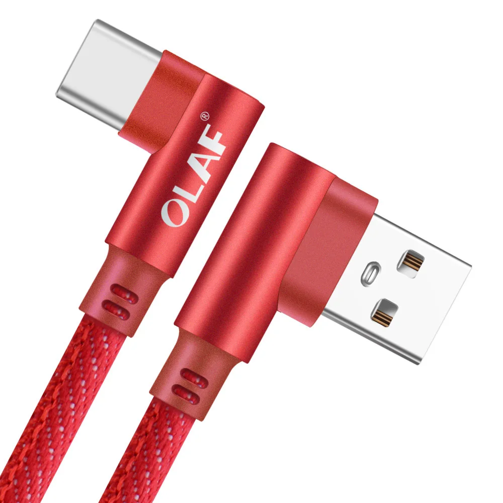 Red For Type C 2 м usb type C 90 градусов быстрая зарядка USB C кабель type-c кабель для передачи данных зарядное устройство USB-C для samsung S8 S9 Note 9 8 для Xiaomi Mi8 Mi6 - Цвет: Red For Type C