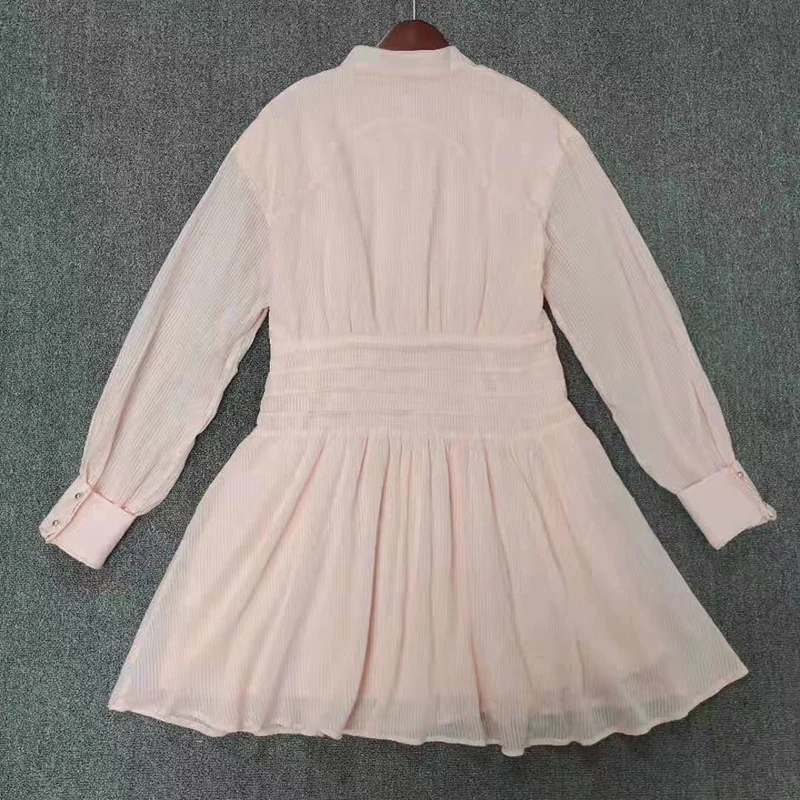 

Casual White Dress For Women Stand Collar Long Sleeve High Waist Minimalist Mini Dresses Female 2021 Summer Fashion