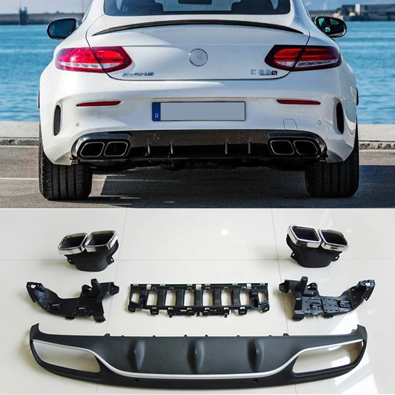 Для C63 рассеиватель AMG с наконечниками выхлопных газов для Mercedes Benz W205 C205 Coupe 2 Door C200