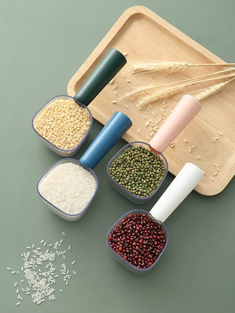 Cuchara de arroz multifunci&oacute;n con mango largo, cuchara para Harina de pl&aacute;stico para el hogar, cocina, granos-2