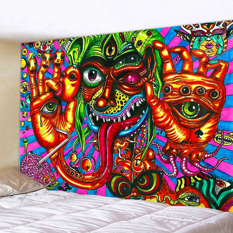 

Mandala Tapestry Psychedelic Pattern Yoga Throw Beach Carpet Hippie Home Decoration Mandala Tapestry Tapestry Size