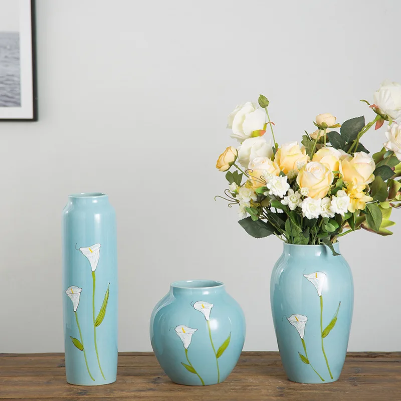 

Modern Table Vase Ceramic Plant Pot Minimalist Decor Luxury Vase Chinese Porcelain Flower Pots Florero Home Decoration BI50VS