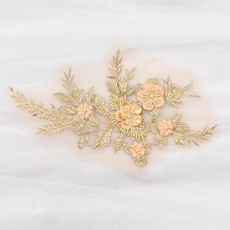 Модные элегантные бусины вышитые цветы кружевные аппликации для свадебного