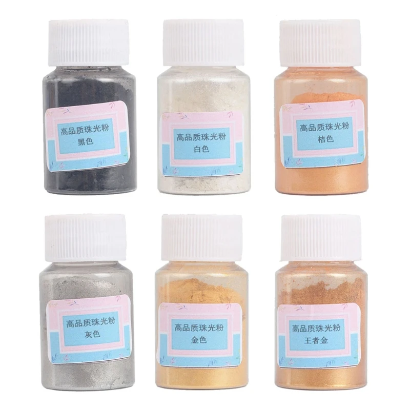 

6 Color Metal Tones Mica Pearl Powder Pigment Kit Cosmetic Grade Metallic Dye