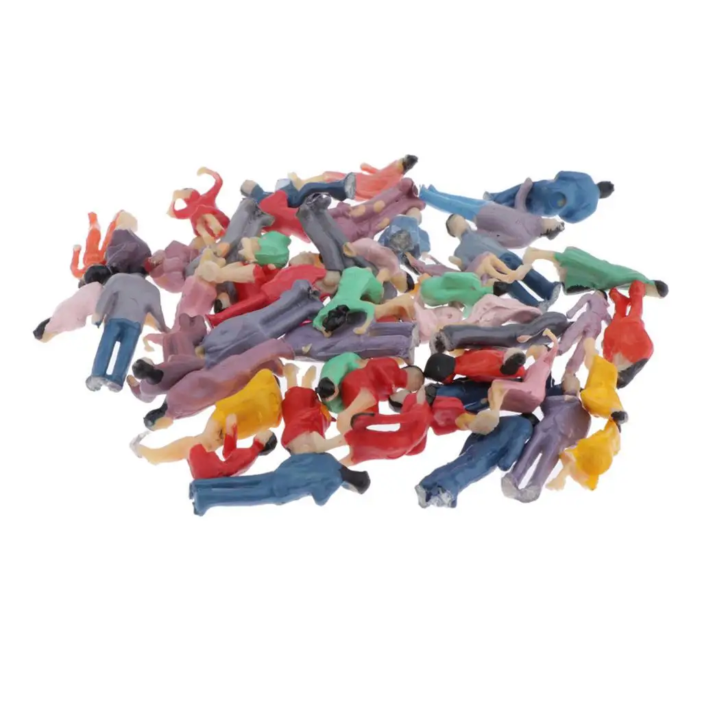 

50pcs Figurines Of Sitting People Plastic Models Deco Building Park