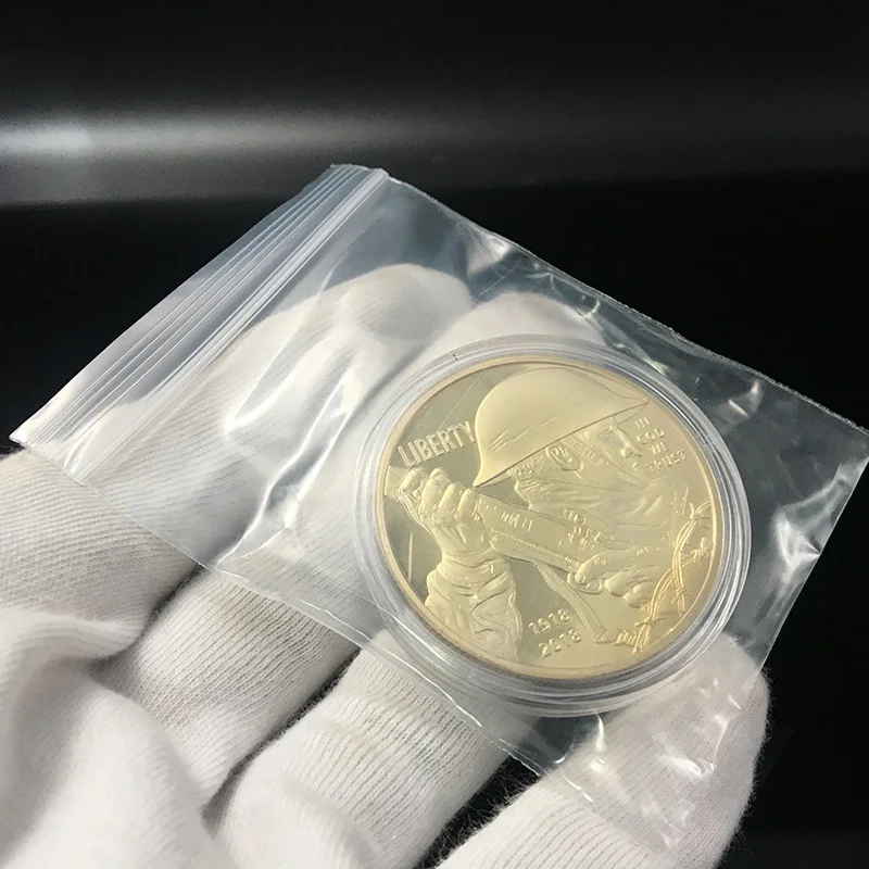 

Brave Soldier Gold Plated Coin Collectible Art Collection Gift Physical war commemorative Metal Antique Imitation