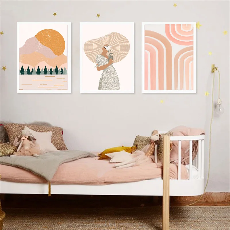

Anime Poster And Prints Abstract Minimalist Art Pink Landscape Scandinavian Room Home Decoration Wall Picture Painting