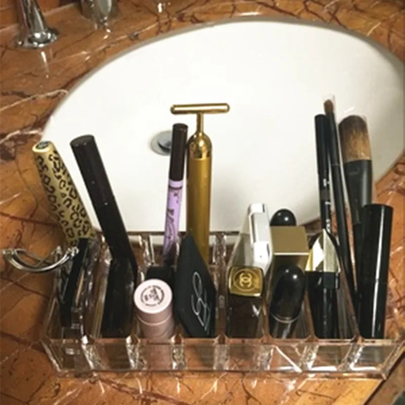 Пластиковый ящик для хранения с 8 отделениями помады/пудры чехол прозрачного