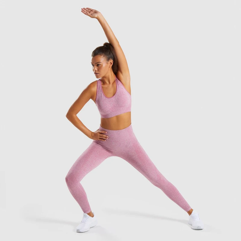 Комплект для йоги ультра тянущийся бесшовный бюстгальтер и леггинсы спортзала