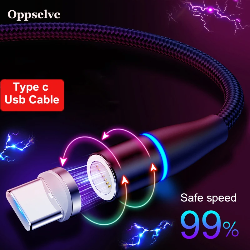 Oppselve Магнитный USB кабель типа C для Samsung S9 S10 Note 9 8 Huawei Magnet 5A быстрая зарядка