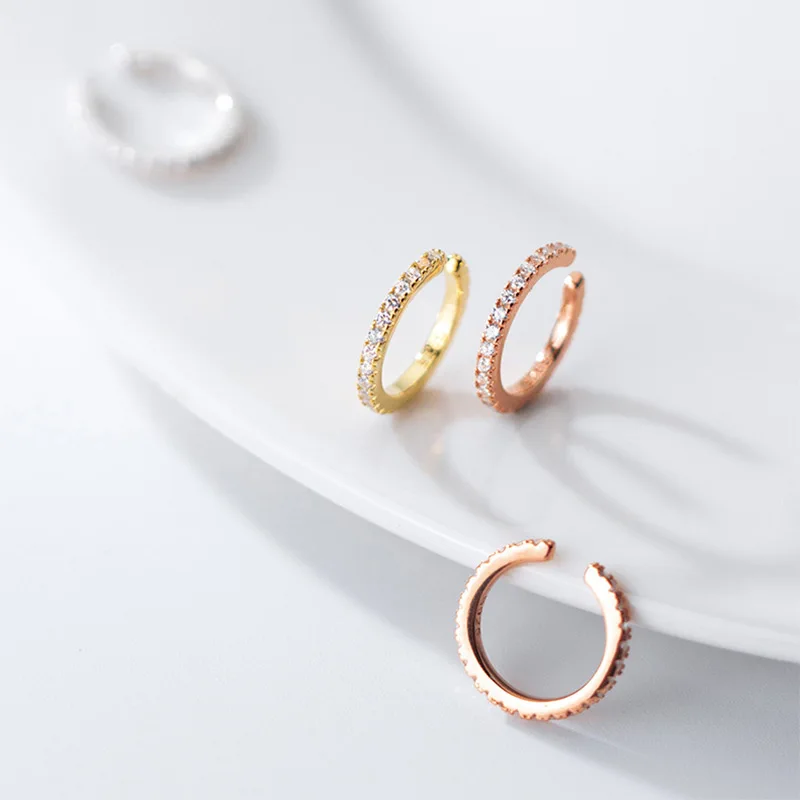 Серьги манжеты из стерлингового серебра 925 пробы циркониевый зажим серьги без