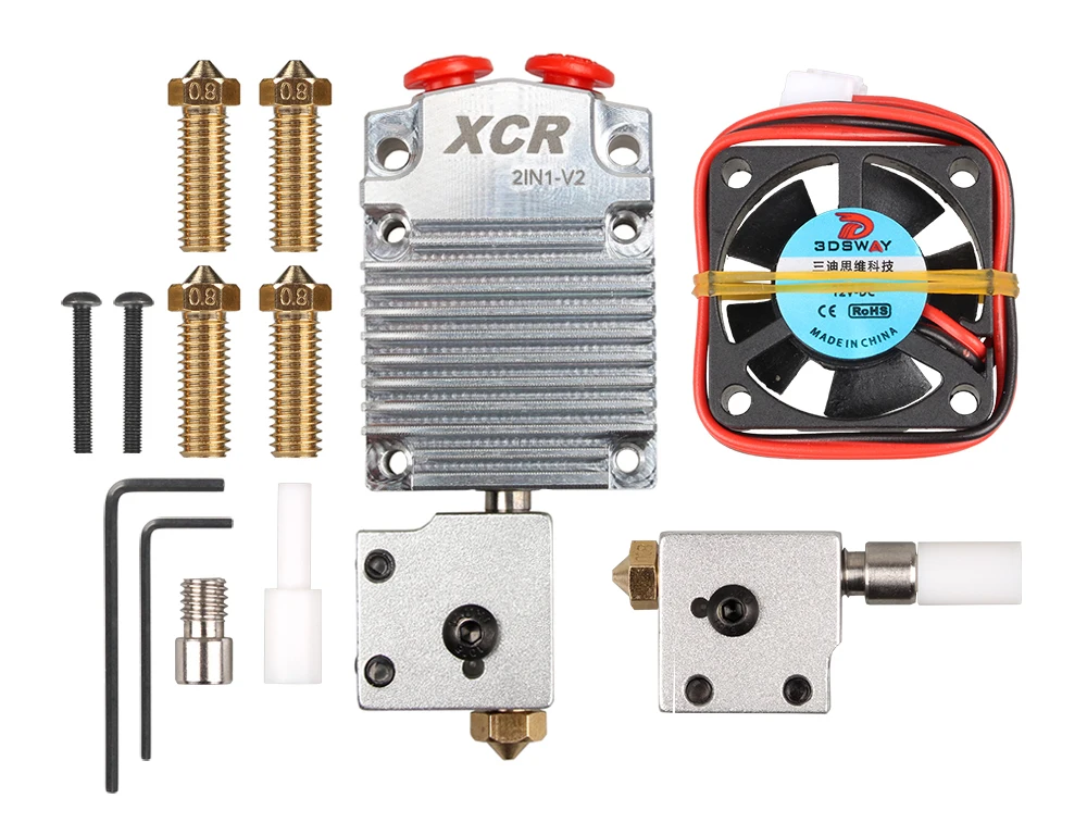 3d принтер Экструдер части XCR 2IN1-V2 hotend двухцветная печатающая головка с NV6 с подогревом 0,4/1,75 вулкан сопла 0,8 мм