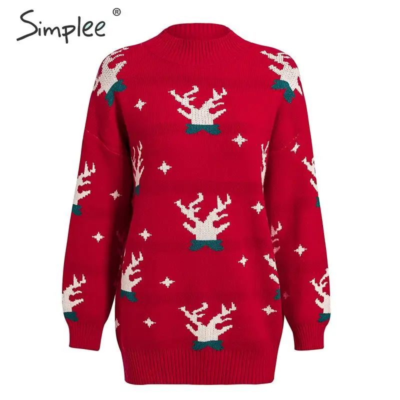 Simplee Повседневный вязаный женский свитер свободные с длинными рукавами