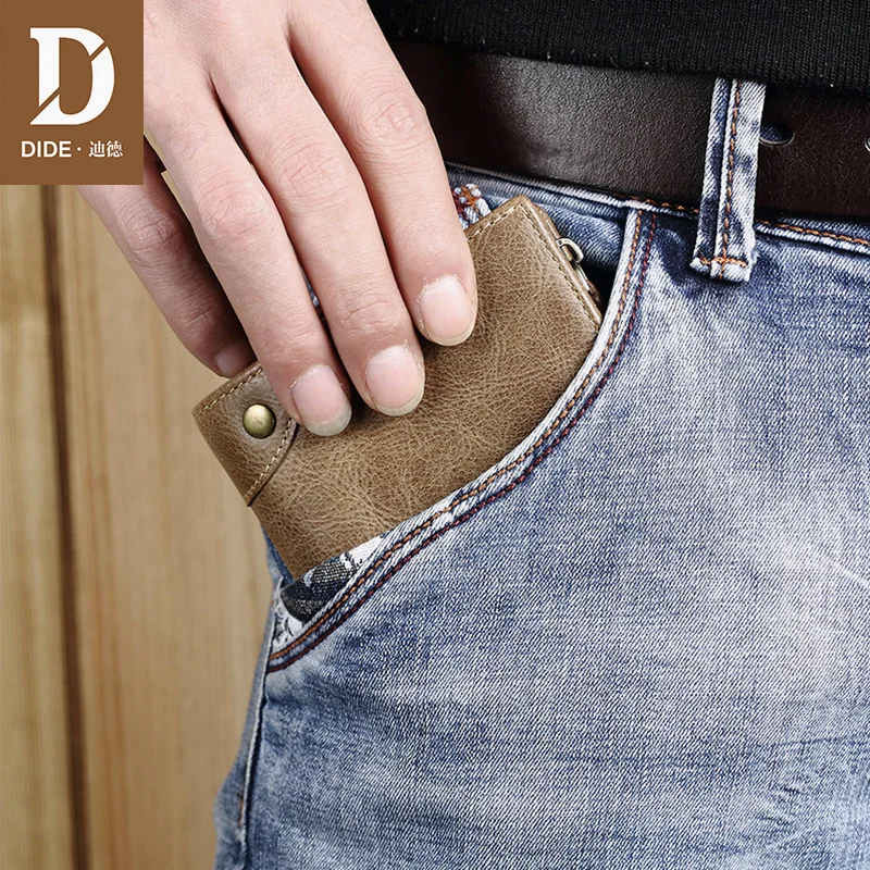 DIDE брендовый мужской кошелек из воловьей кожи короткий натуральной на молнии с