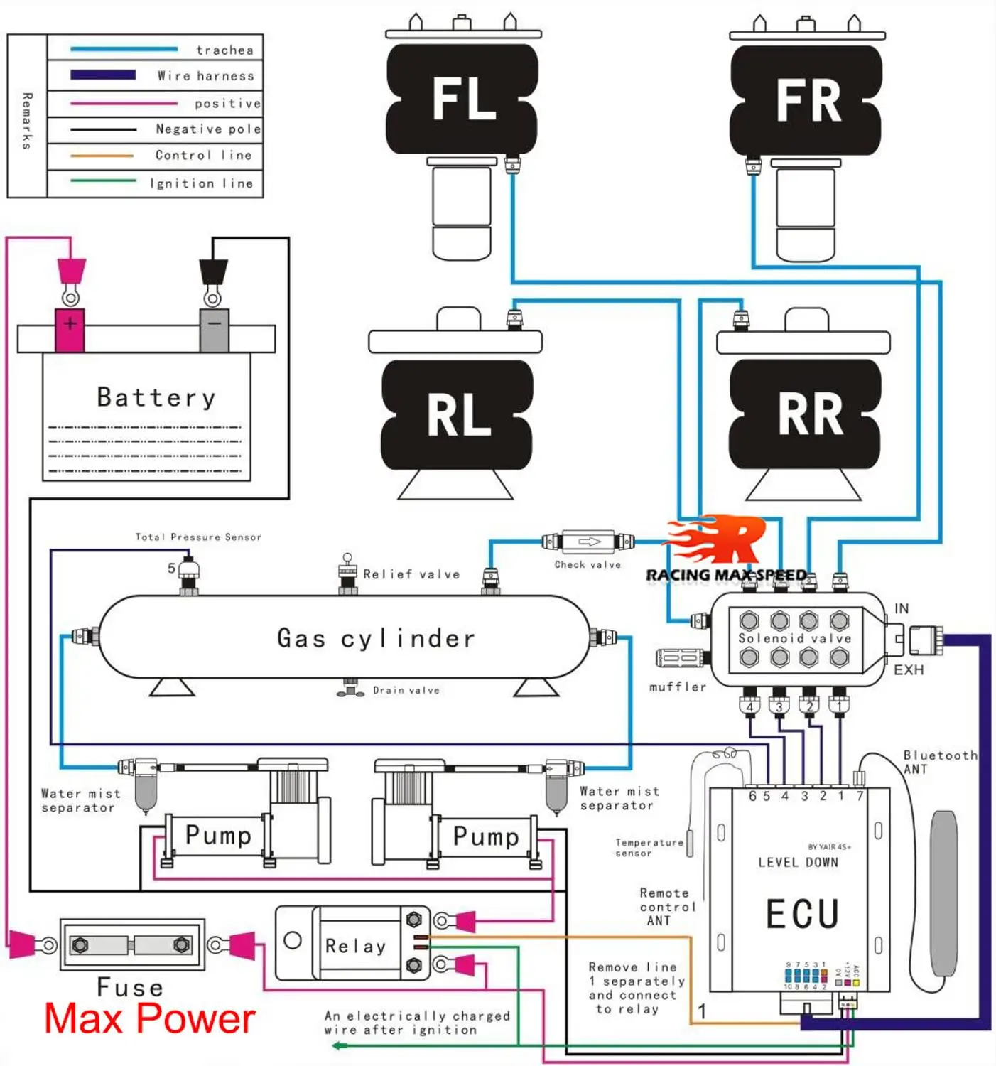 Электромагнитный клапан 12 В с регулировкой потока пневматической подвески 4