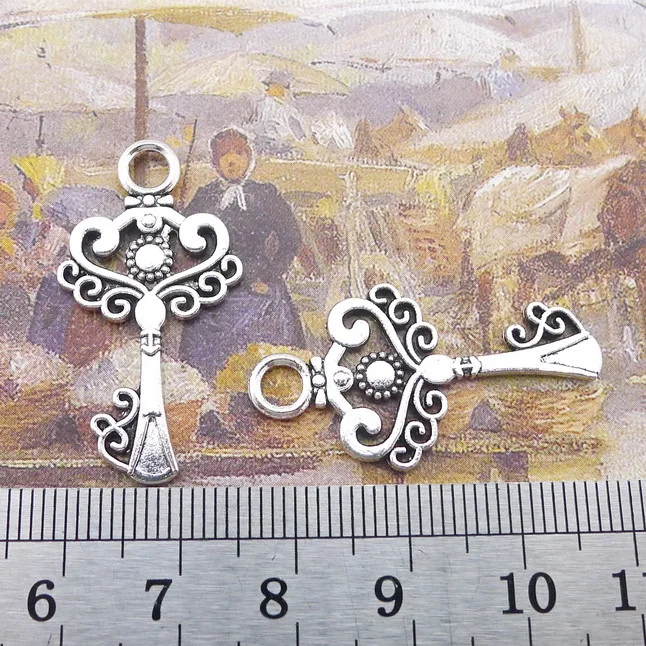 

Supplies For Jewelry Making 10pcs 34x18mm Antique Silver Color Key Charms